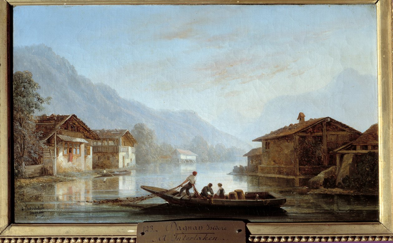 インターラーケンのスイス人漁師。イシドール・ダニャン（1794-1873）の絵画 作： イシドール・ダニャン
