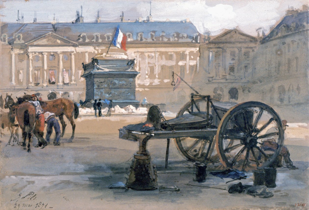 Vendome-pylvään putoaminen, 29. toukokuuta 1871 (akvarelli paperille) 作： イシドール・ピルス