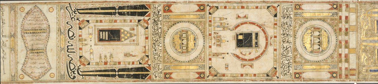 追加。 27566 Muhammad al-Zardili の娘である Maymanah によって行われた巡礼の証言、西暦 836 AH/1433 AD (羊皮紙にインク、色、金) 作： イスラム学校