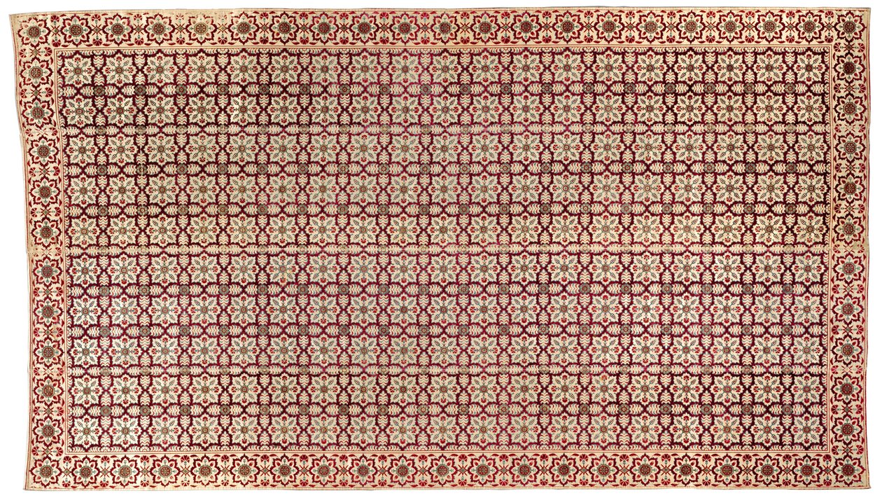 夏の床の敷物、c.1650（金属糸のベルベットと絹） 作： イスラム学校