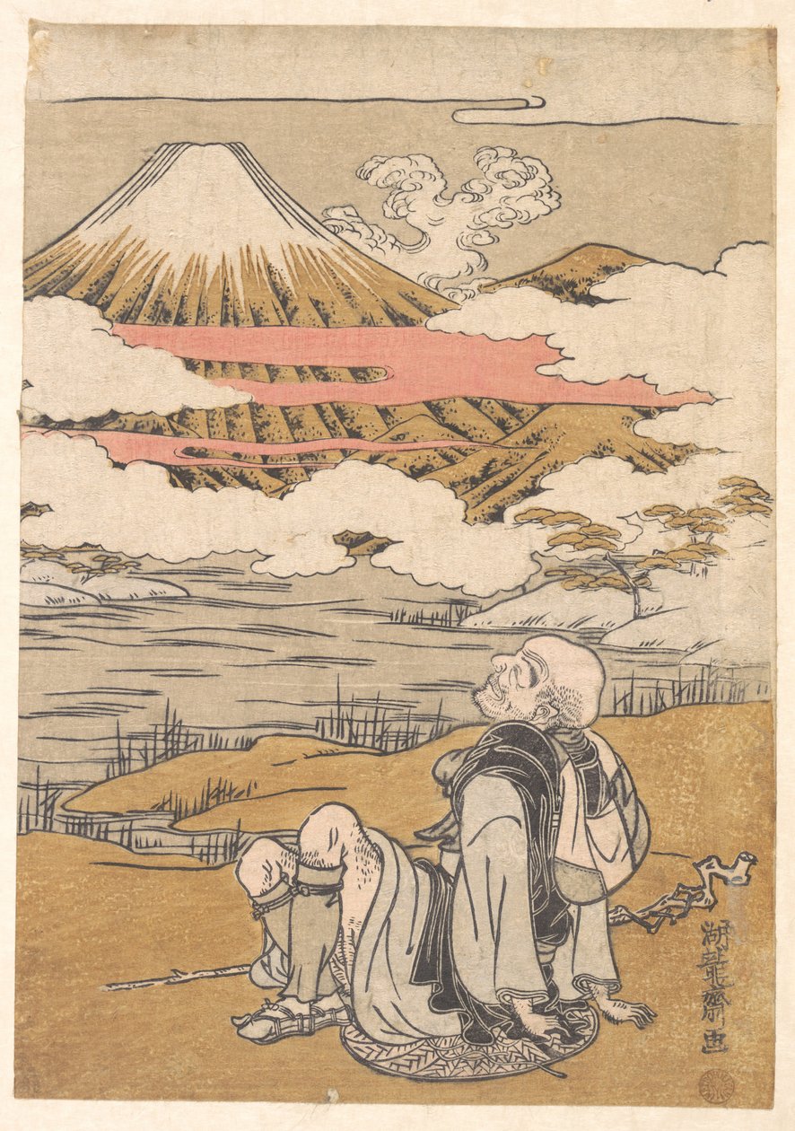 富士を見る西行 作： Is田流彩