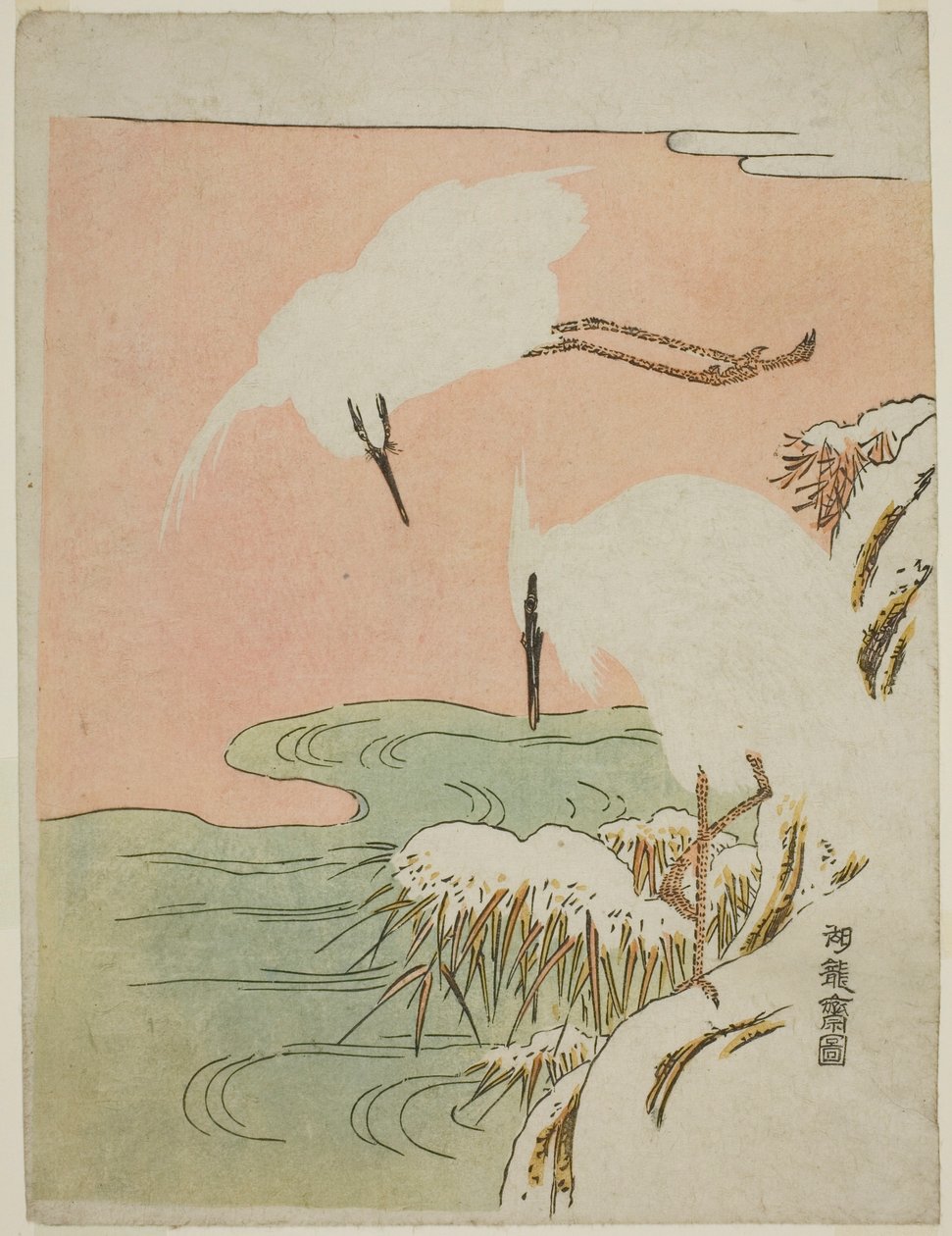 雪の中の 2 つの白鷺 作： Is田流彩