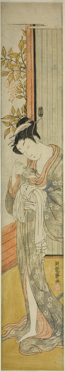 ネズミに餌をやる若い女性 作： Is田流彩