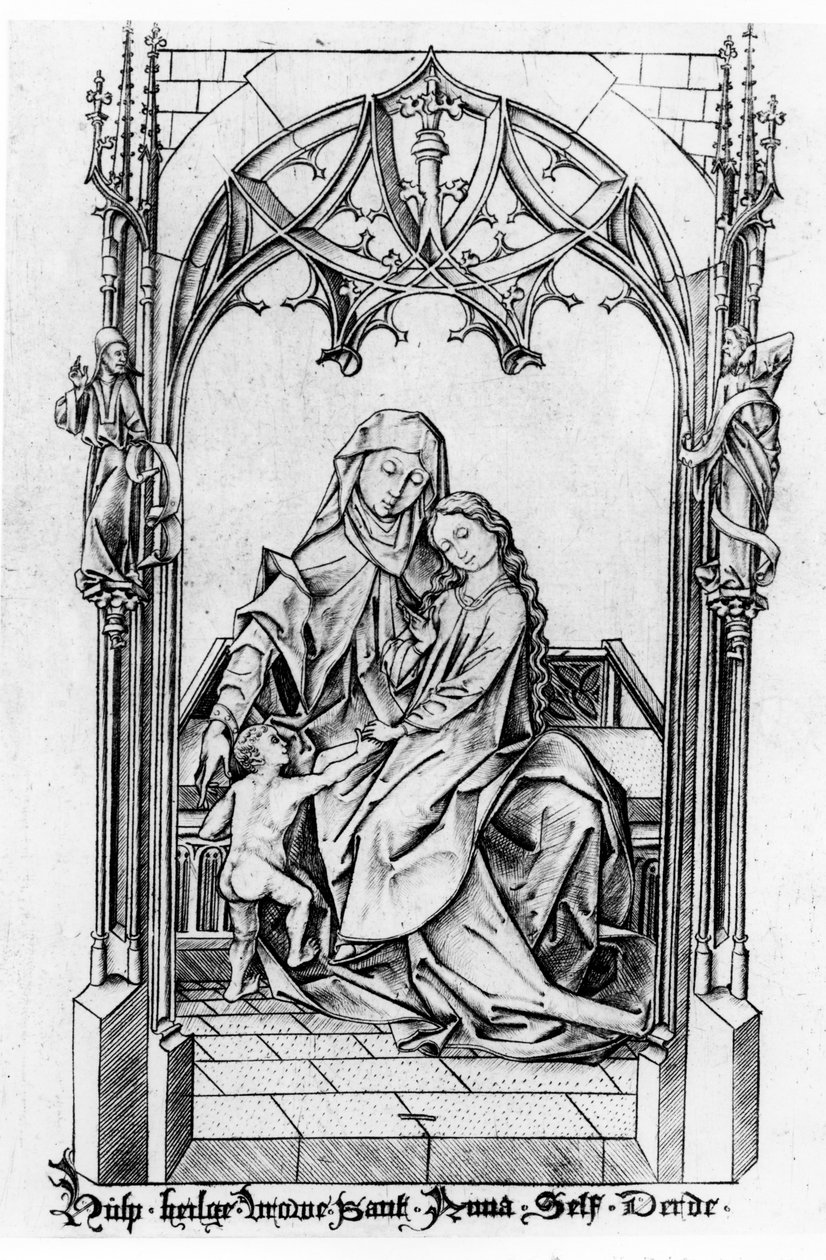 聖アンナとマリアと子、c.1465-1500 作： イスラエル・ファン・メッケネム