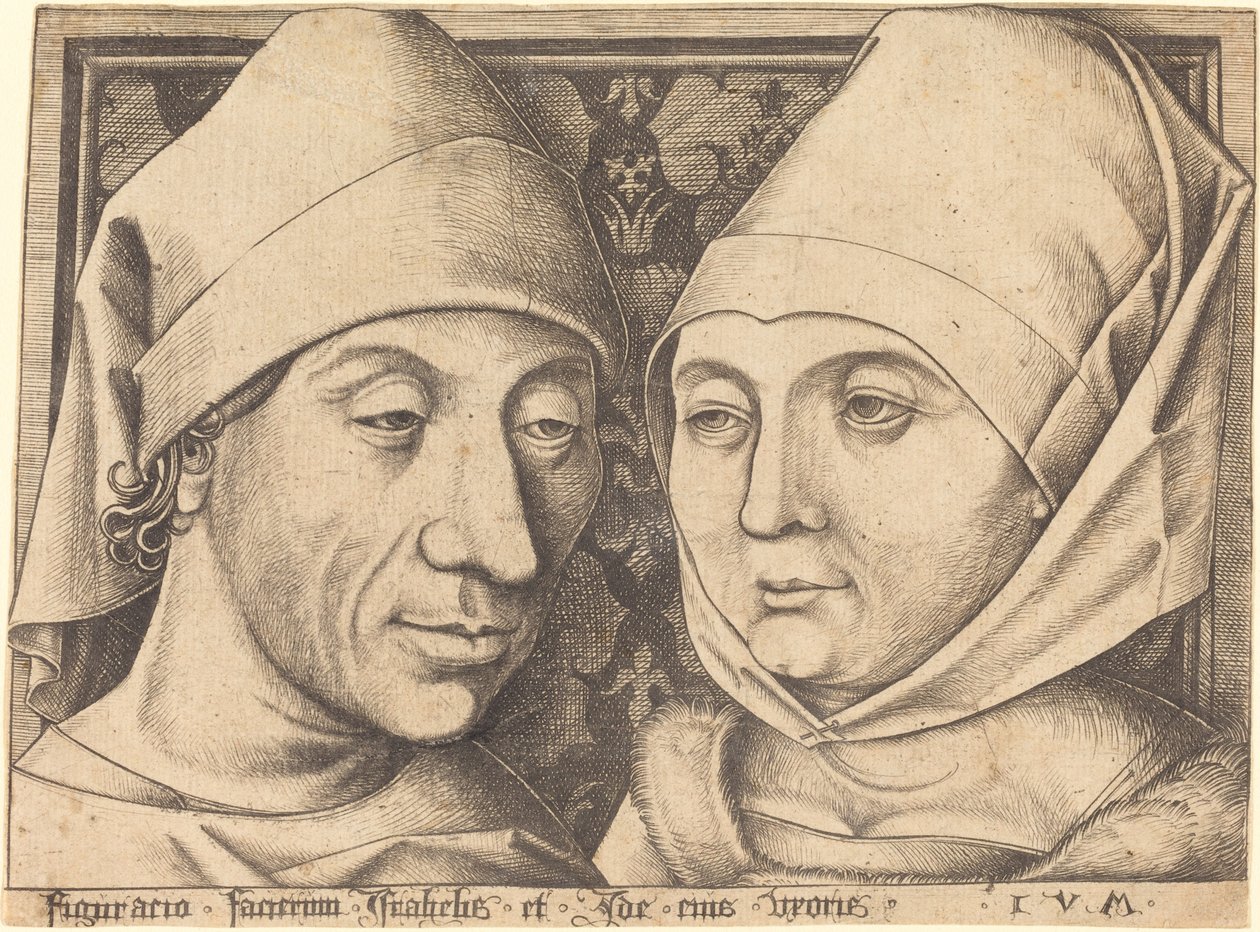 Israhel van Meckenem と彼の妻 Ida の二重の肖像画、c. 1490年。 作： イスラエル・ファン・メッケネム