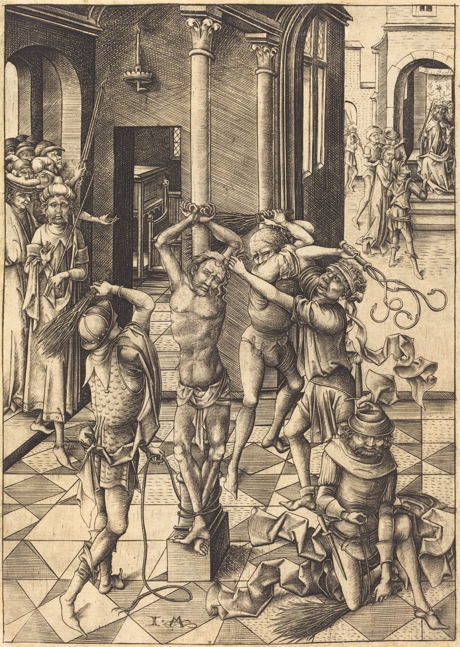 鞭打ち、c。 1480年。 作： イスラエル・ファン・メッケネム