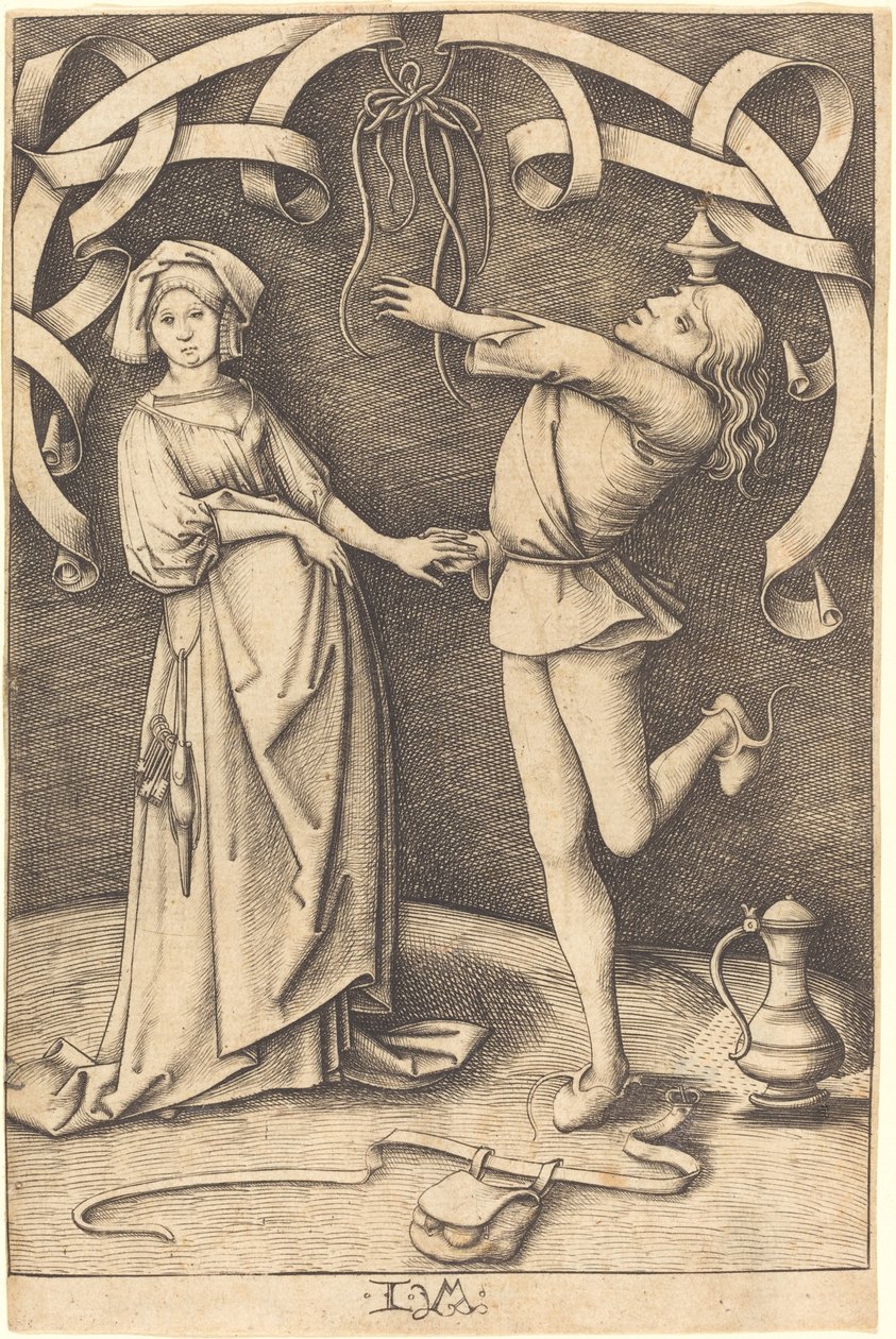 ジャグラーと女、c。 14951503。 作： イスラエル・ファン・メッケネム