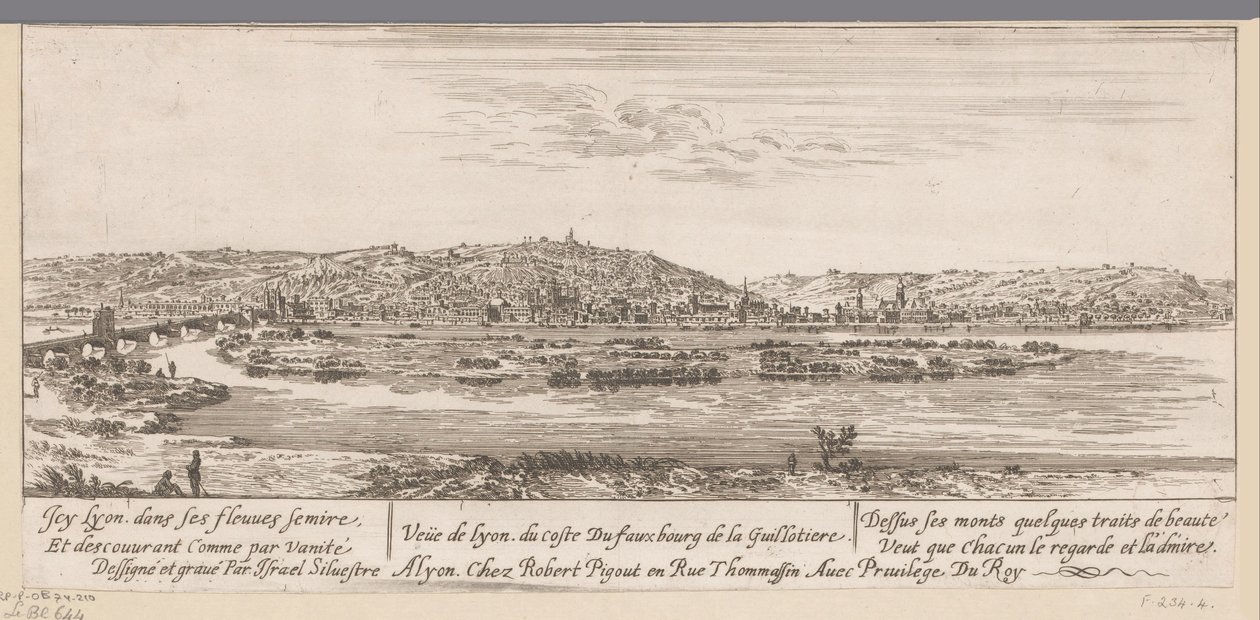 ギヨティエール郊外のあるリヨンの眺め Veue de Lyon du coste Du fauxbourg de la Guillotiere (オブジェクトのタイトル) 作： イスラエル・シルベストル