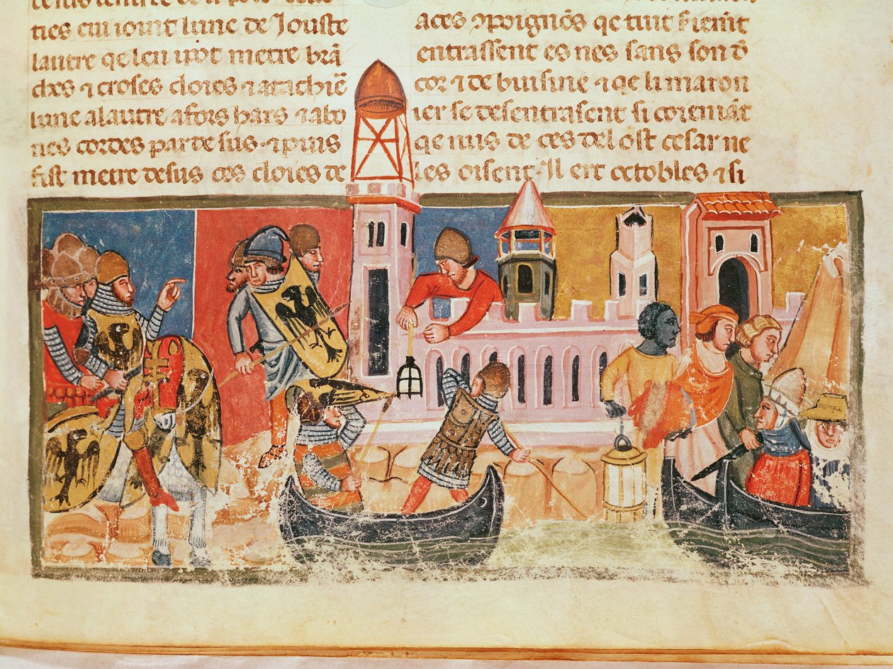 Gaius Suetonius Tranquillus（c.75-150）による「12チェザーリの生涯」からの城壁での戦い 作： イタリア語学校