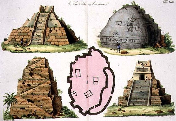 中央アメリカの骨董品、The History of the Nations（アクアチント）の版47（詳細は94495-96を参照） 作： イタリア語学校