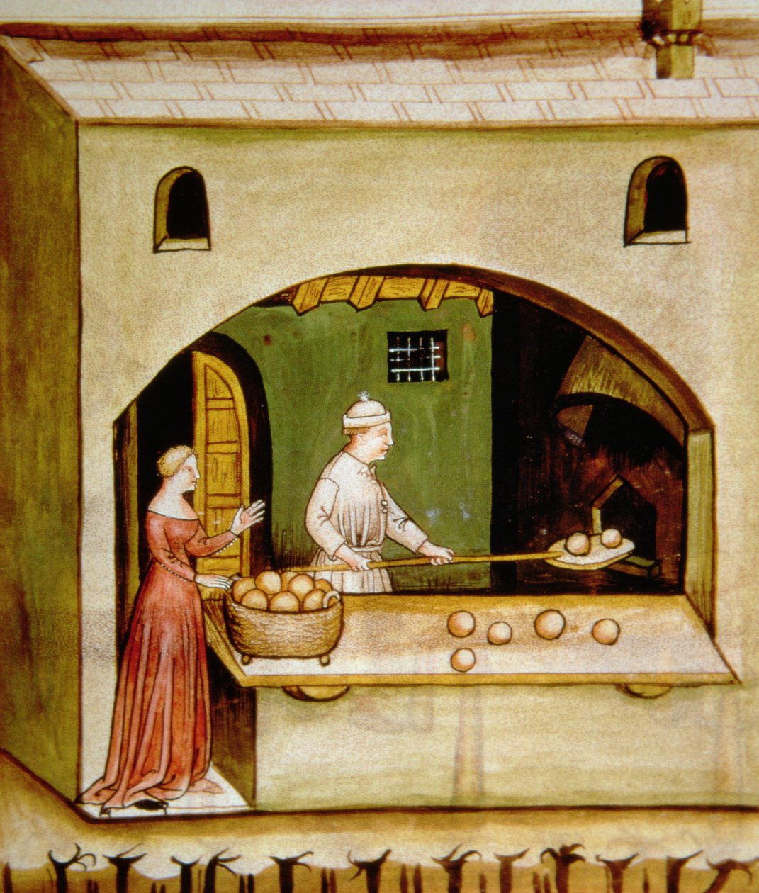 Fol.63rベーキング白パン、Tacuinum Sanitatis Codex Vindobonensisのイラスト 作： イタリア語学校