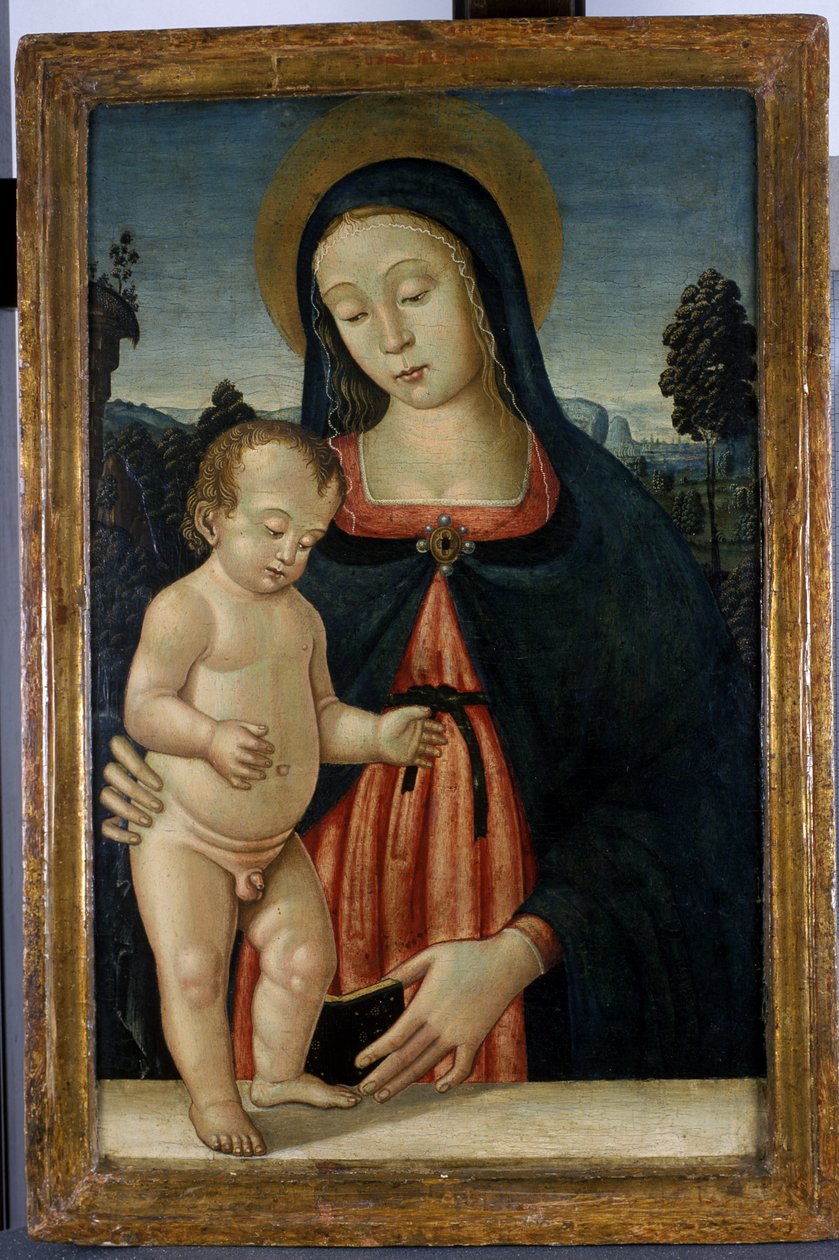 マドンナと子供、1500年頃（ポプラの木のテンペラ） 作： イタリア語学校