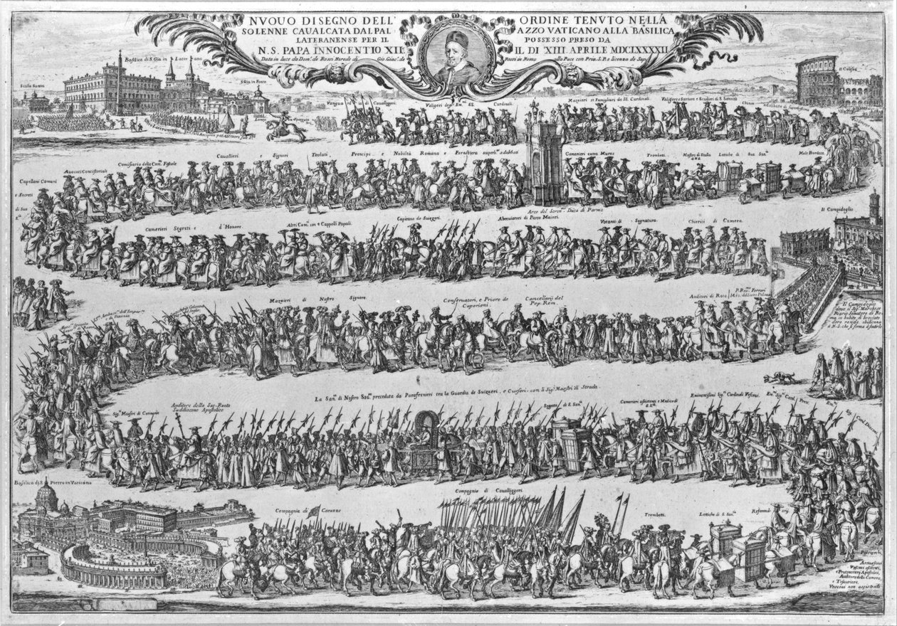 1692年に聖ヨハネを正式に所有したバチカンの教皇イノセントXIIの行列 作： イタリア語学校