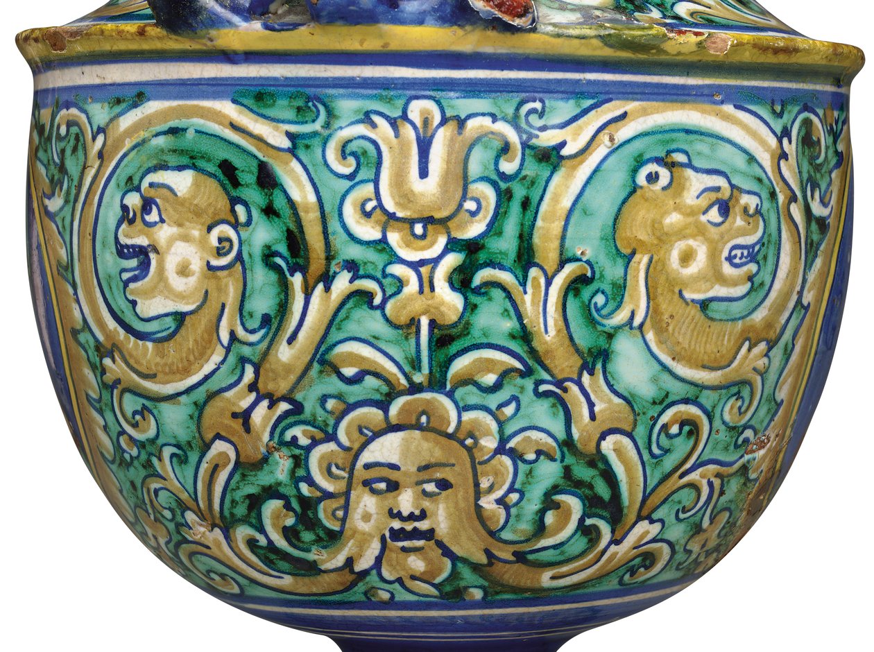デルータマイオリカ2ハンドル式花瓶、c.1525-50 作： イタリア語学校
