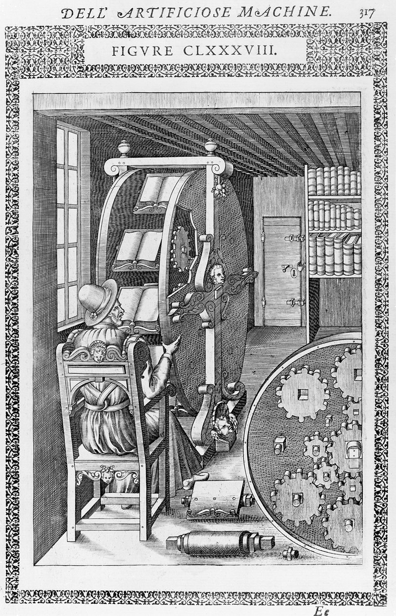 書籍「Le diverse et artificiose machine」の1ページ。 作： イタリア語学校