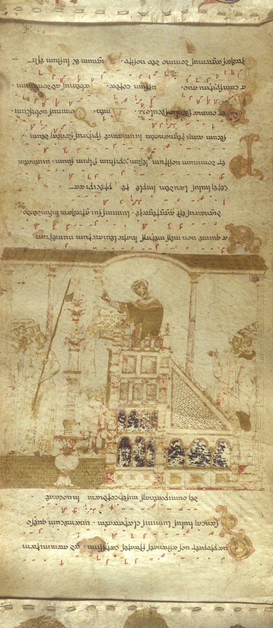 MS 30337 f.3-4 を追加 モンテカッシーノ・エクスルテット・ロール、c.1075-1080 (ベラム) 作： イタリア語学校
