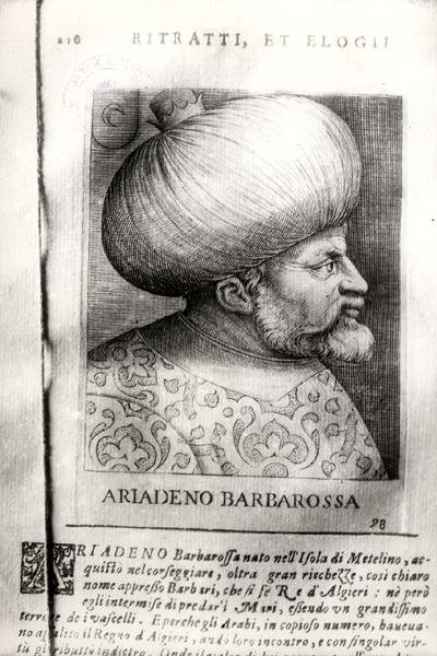アリアデノ・バルバロッサ (c.1465-1546) (エングレーヴィング) (モノクロ写真) 作： イタリア語学校
