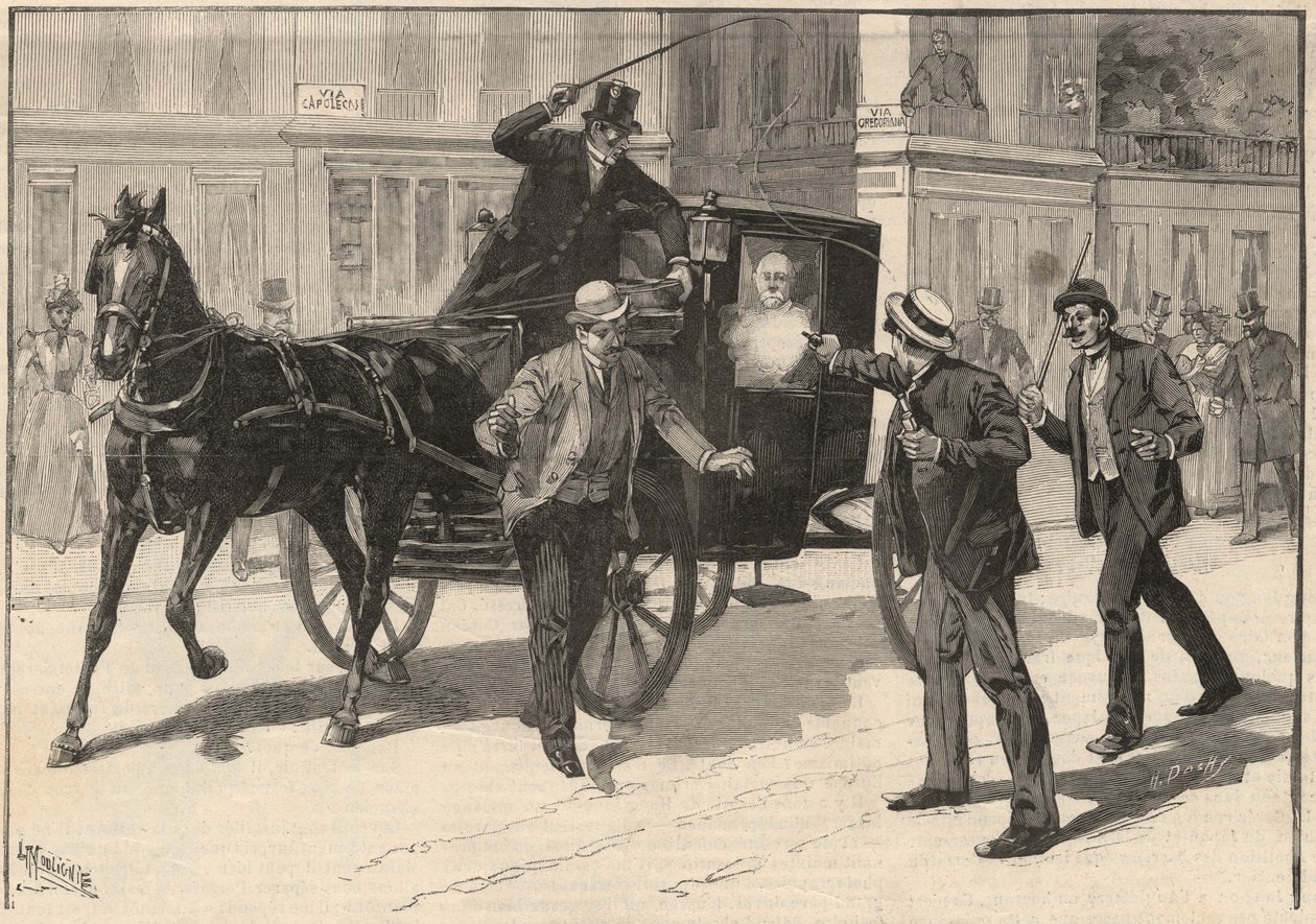 アナキストレガによるフランチェスコクリスピの暗殺未遂、1894年。 作： イタリア語学校