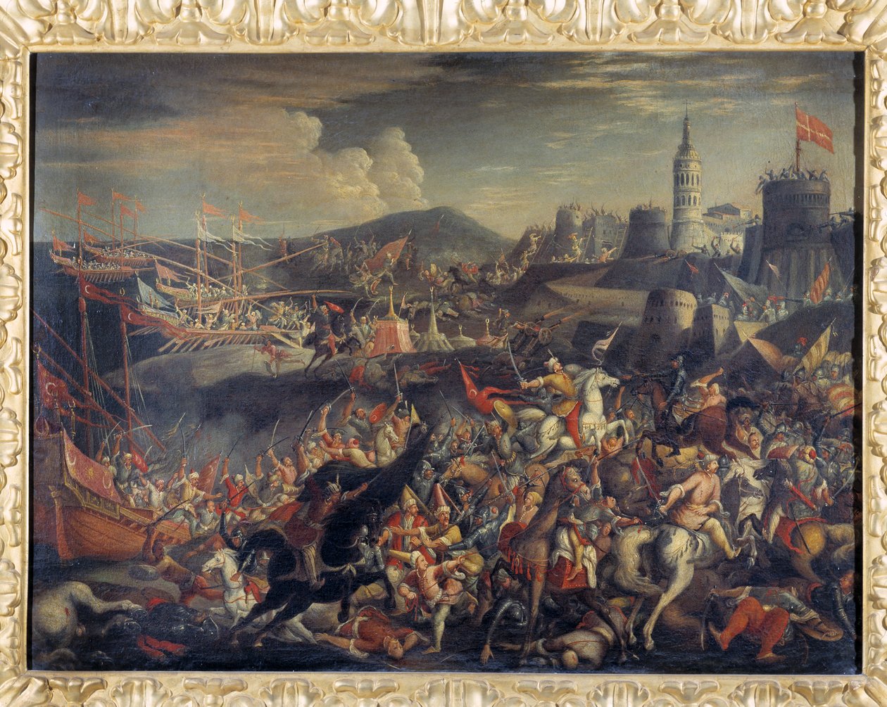 マルタ島へのサラセン人の攻撃、1565年に騎士団のホスピタラーによって防御 作： イタリア語学校
