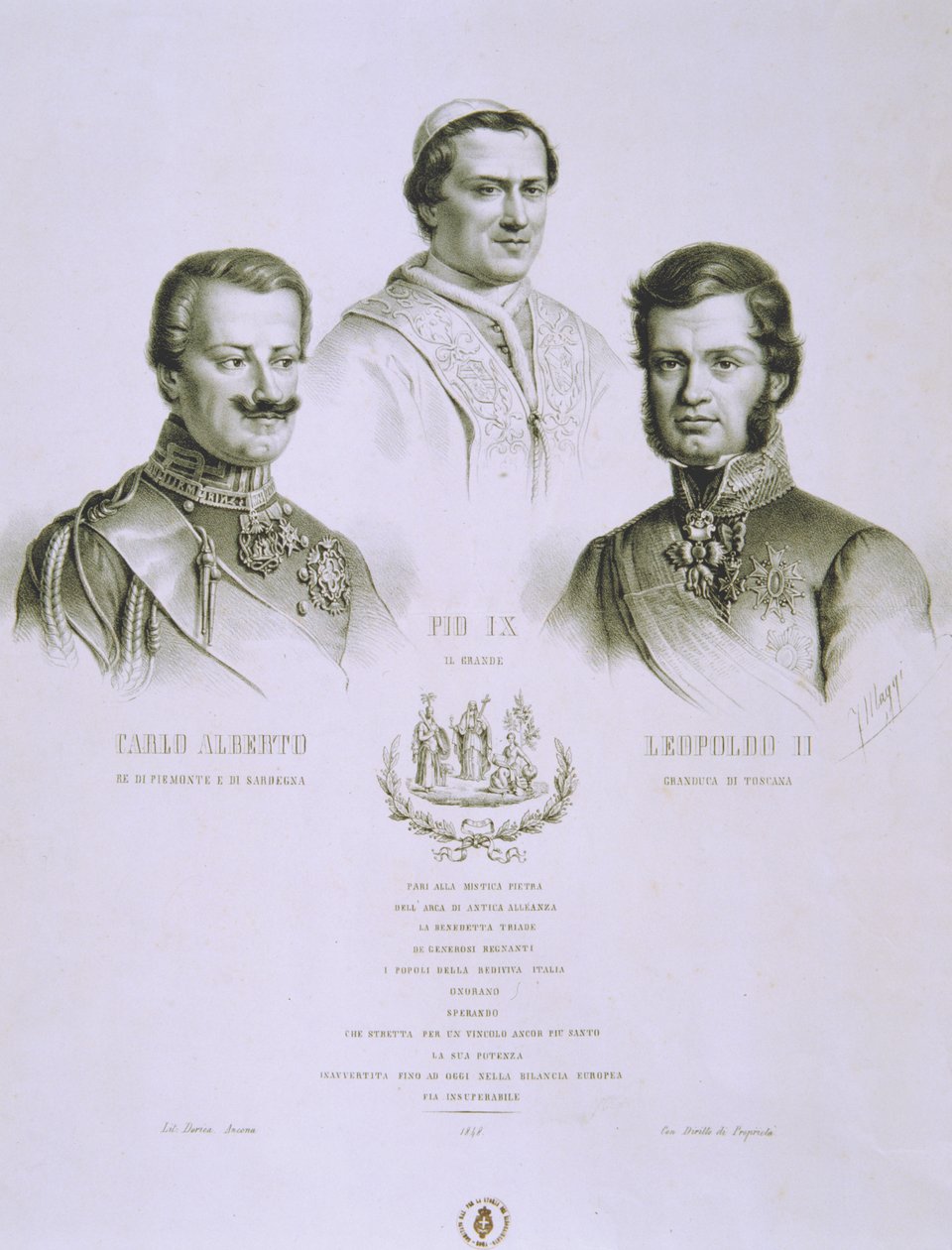 チャールズアルバート、Pius IXおよびLeopold II、1848 作： イタリア語学校
