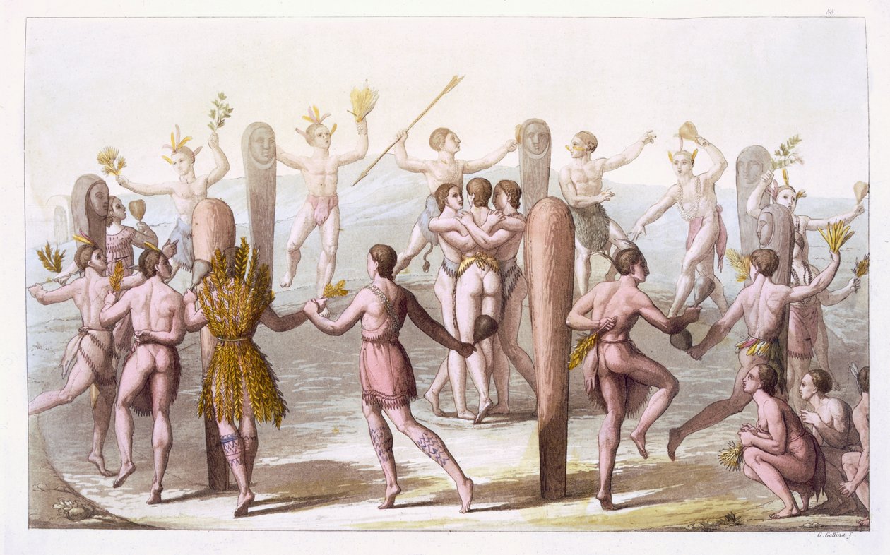 バージニア州先住民の踊り、1820年頃 作： イタリア語学校