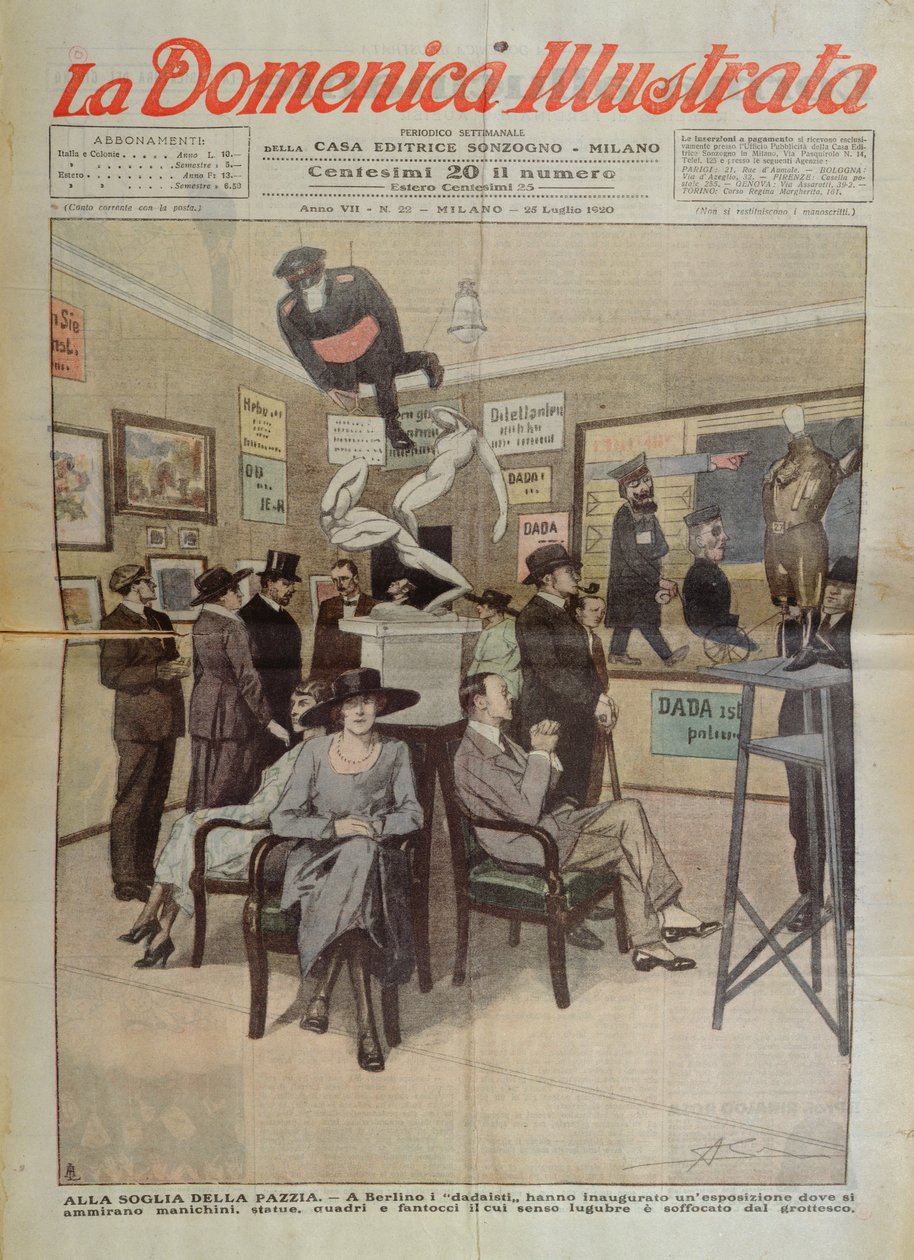 ベルリンで開催された「ダダ」美術展、「ラ・ドメニカ・イラストラータ」の表紙イラスト、1920年7月25日（カラーリトグラフ） 作： イタリア語学校
