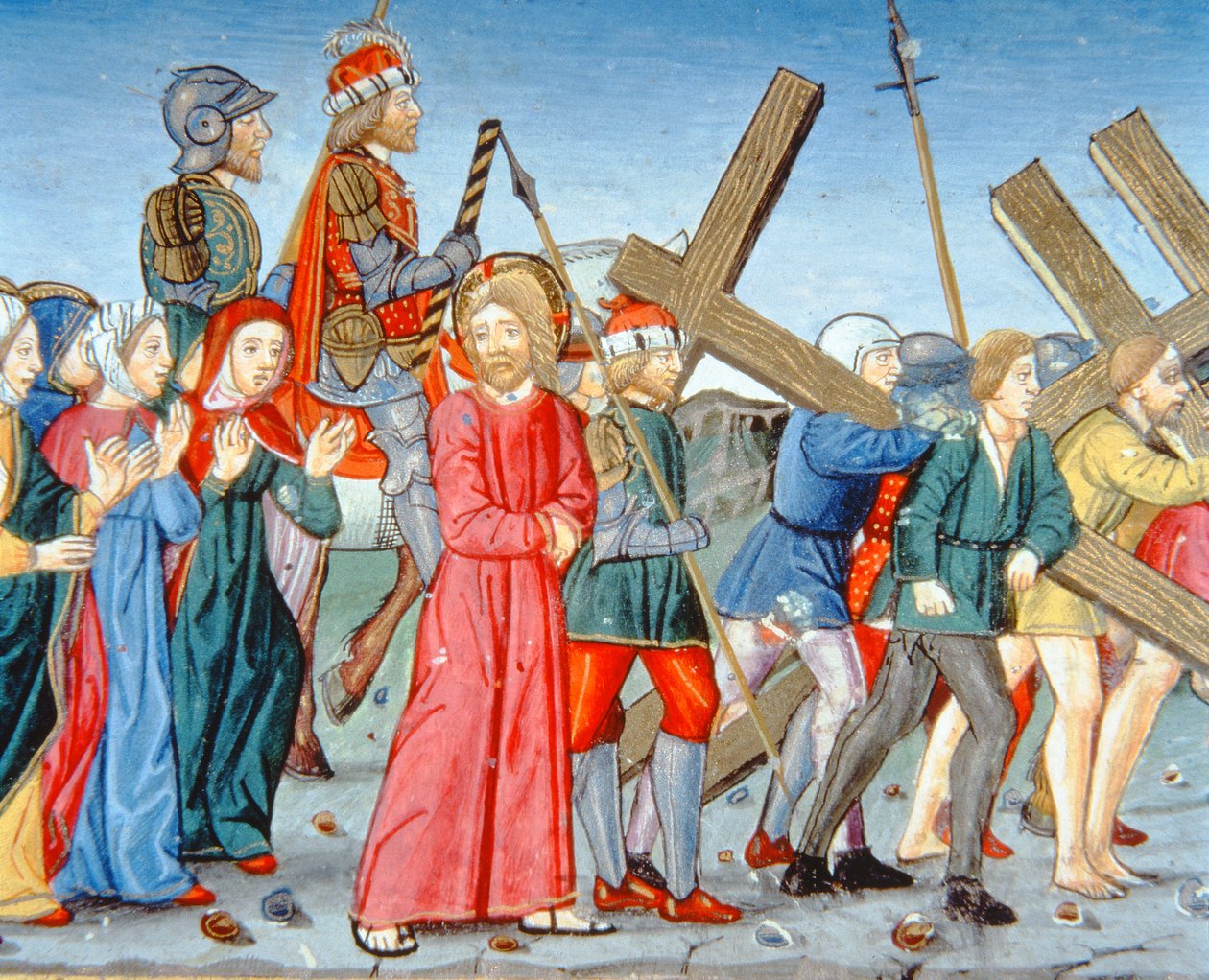 Fol.116v キリストはカルバリーに導かれる (ベラム) 作： イタリア語学校