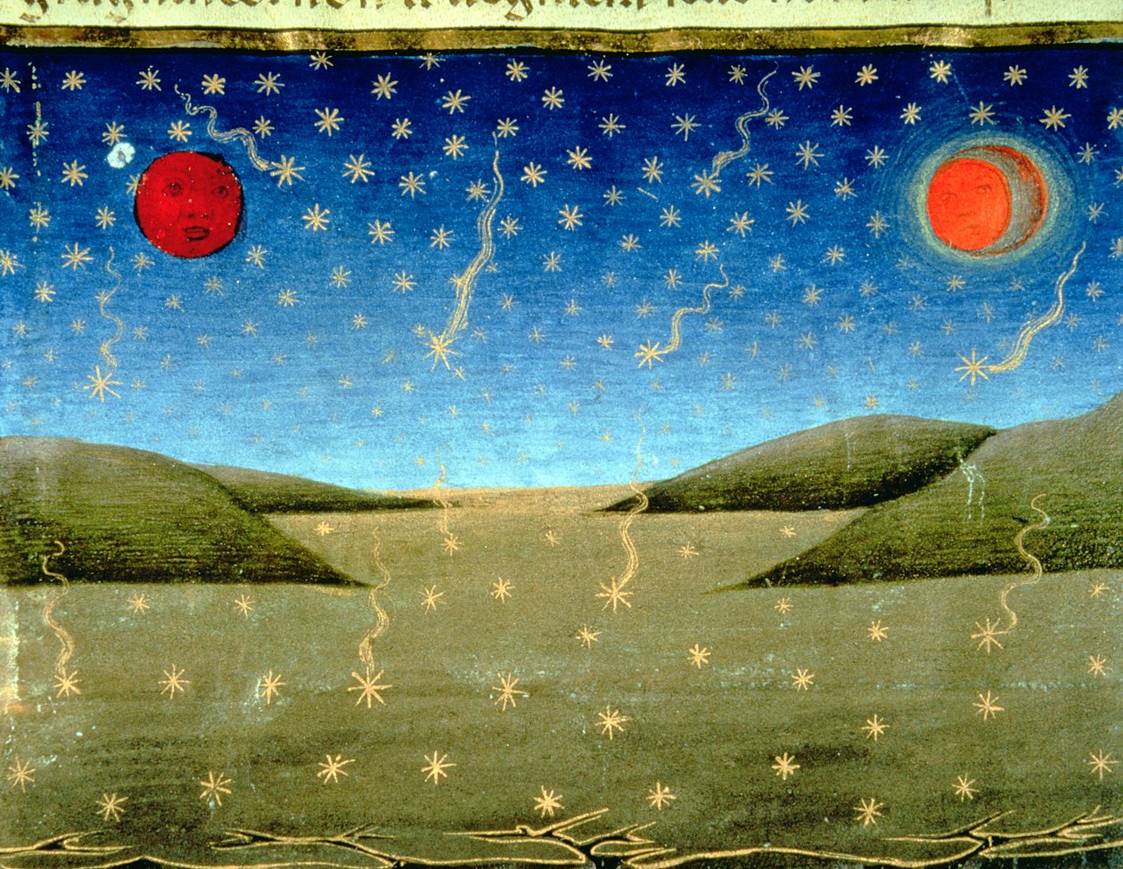 Fol.149va 最後の審判: 星が落ちてすべてがひっくり返る (ベラム) 作： イタリア語学校