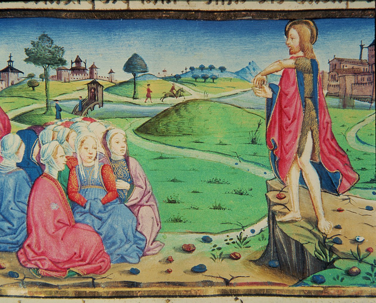 Fol.44r 洗礼者聖ヨハネの説教と洗礼 (ベラム) 作： イタリア語学校