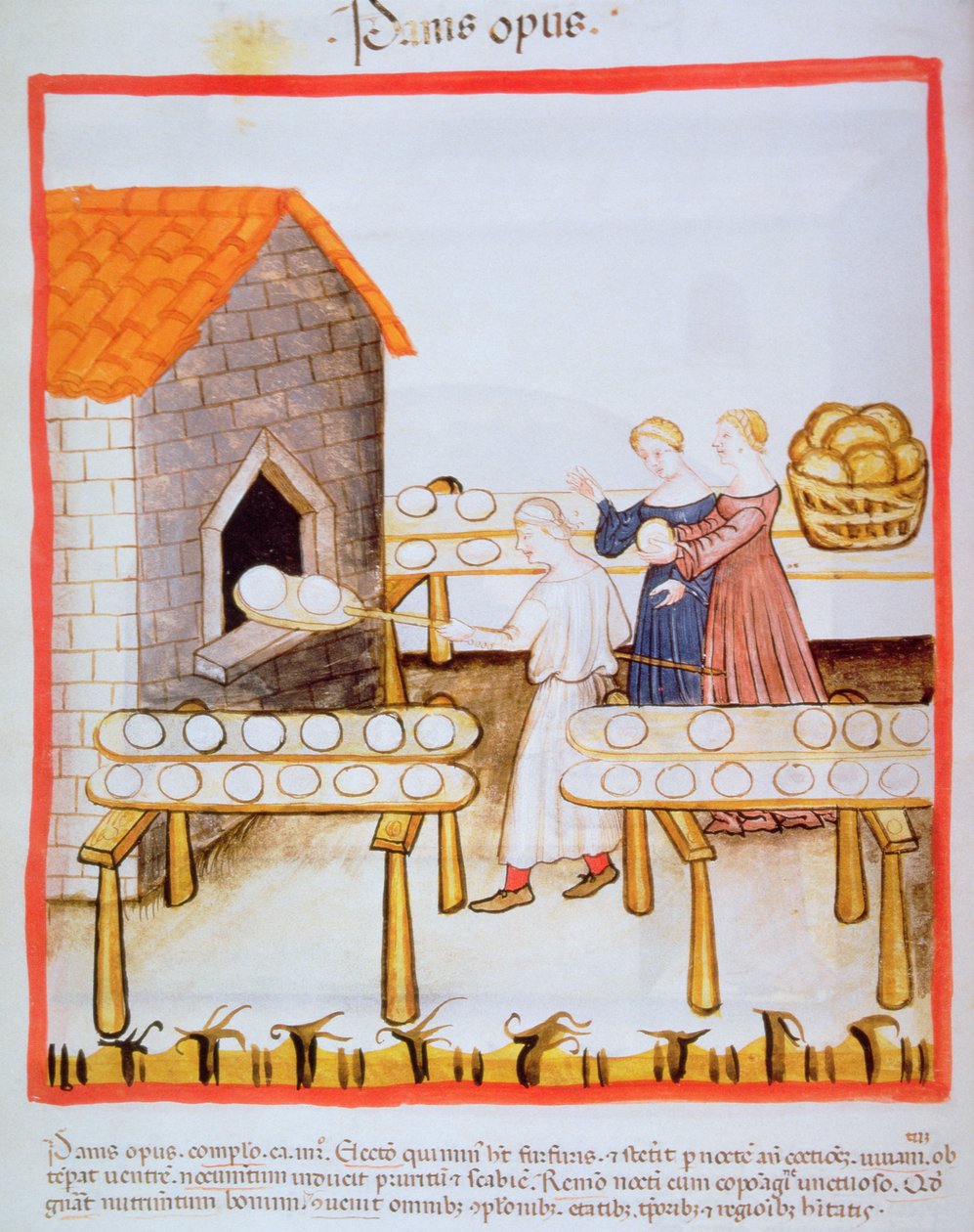 Fol.63vベーキングブラウンパン、Tacuinum Sanitatisのイラスト 作： イタリア語学校