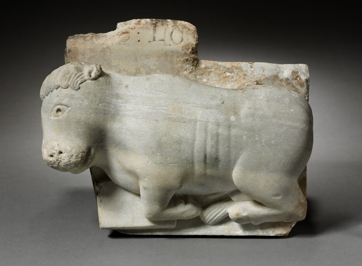聖ルカの雄牛との首都の断片、1175-1200年 作： イタリア語学校