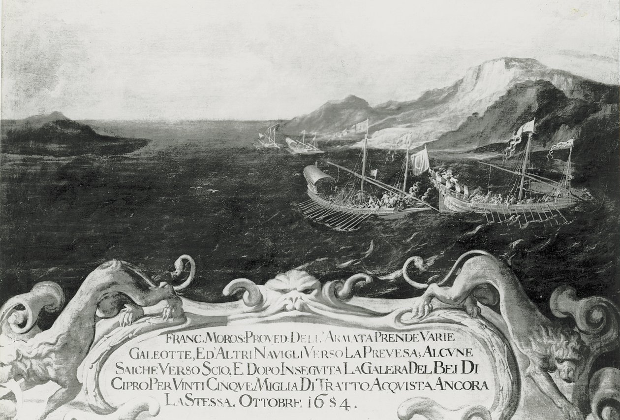 1654年、キプロス沖の事件でフランチェスコモロシーニ（1618〜94年） 作： イタリア語学校