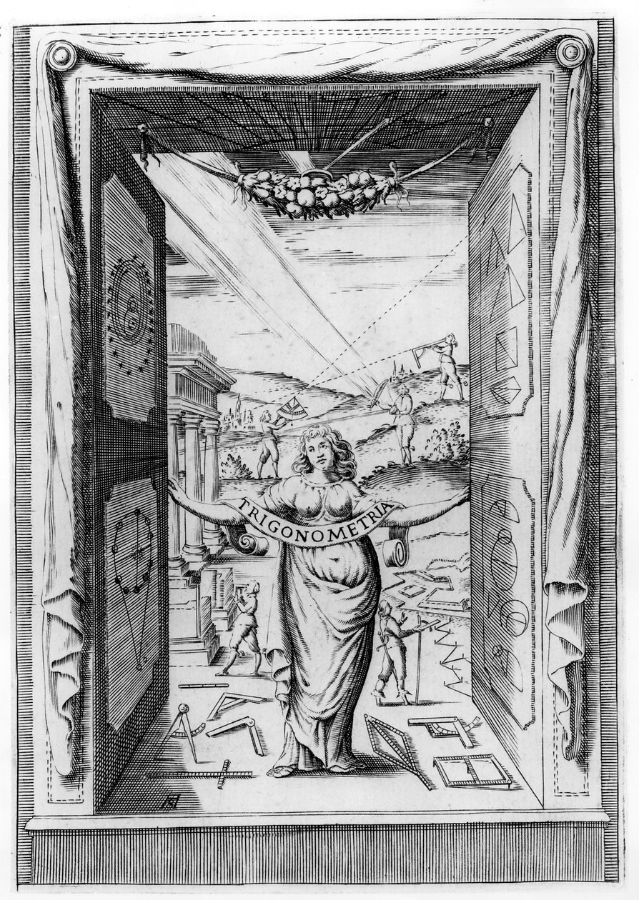 Bonaventura Cavalieri、1643年の三角法への口絵 作： イタリア語学校