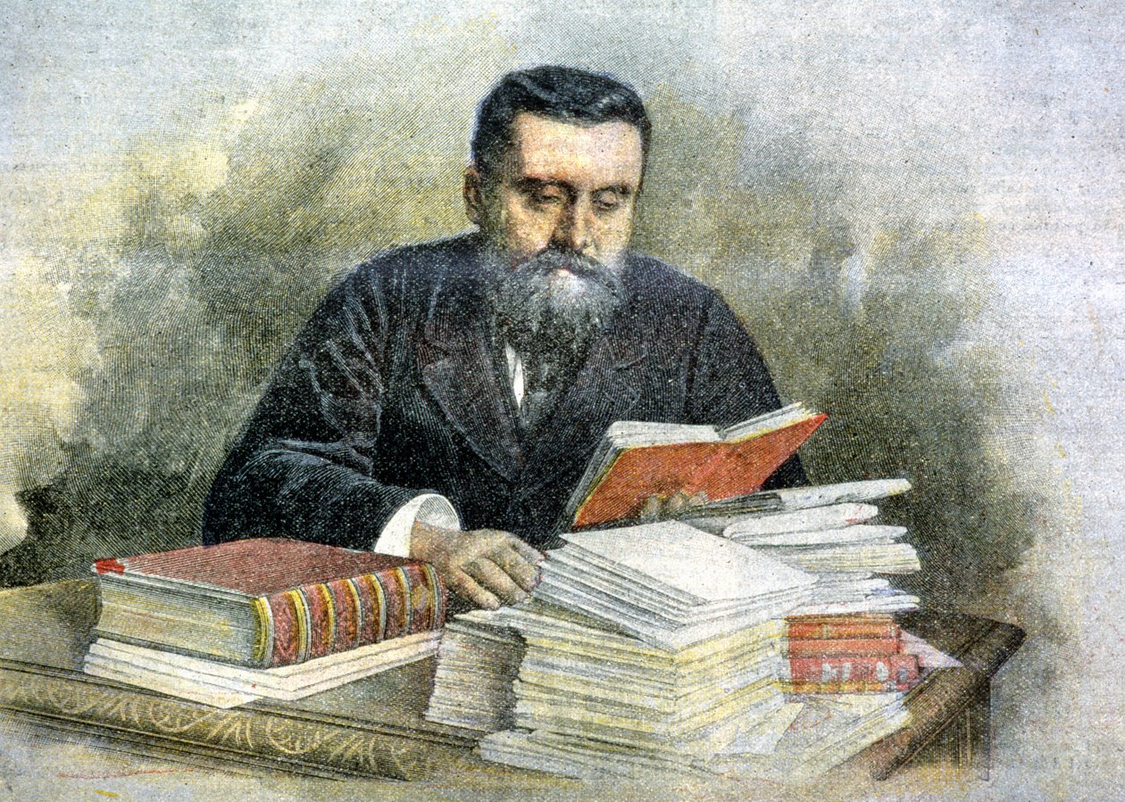 読書机に向かうジャン・ジョレス（1859年～1914年）-"La Tribuna illustrata "にて 作： イタリア語学校