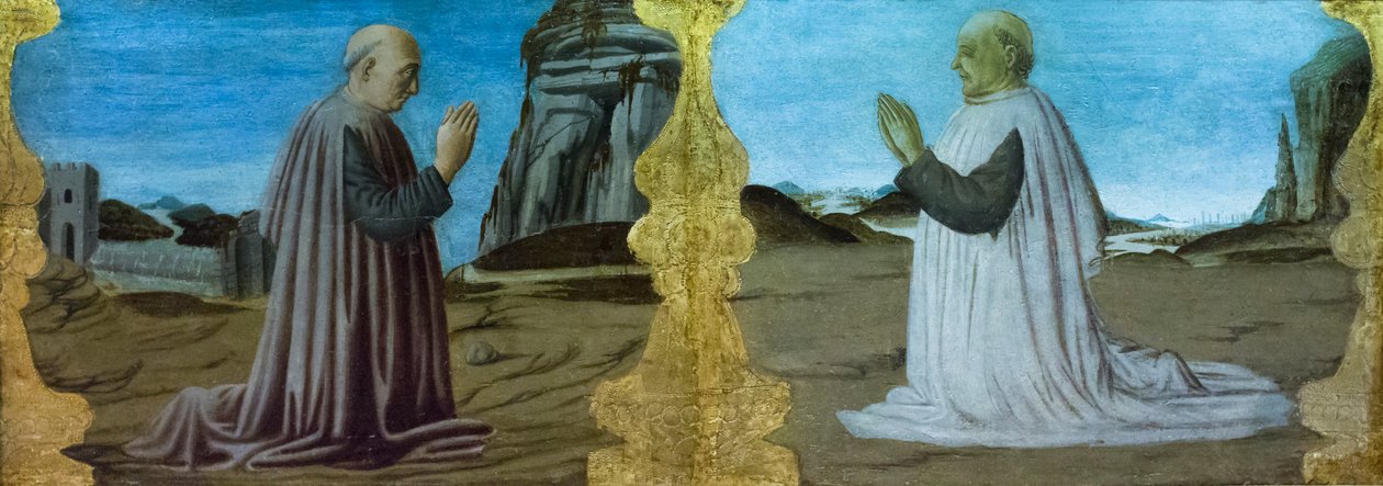 コロンナ プレデラの巨匠による 2 人のドナーのいる風景 作： イタリア語学校