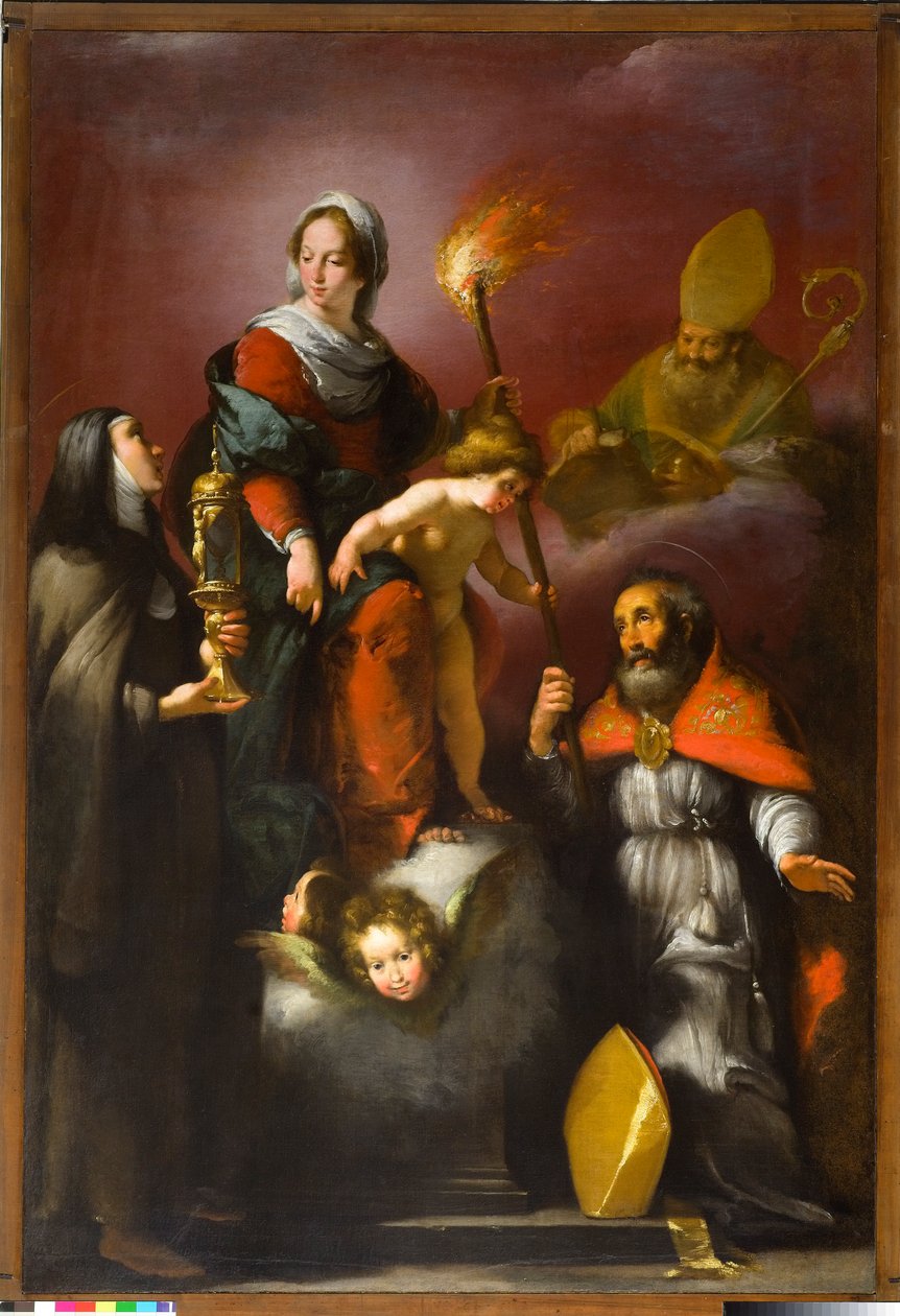 子供と聖人の聖母クレア、アンブローズとエラスムス、1625年 作： イタリア語学校