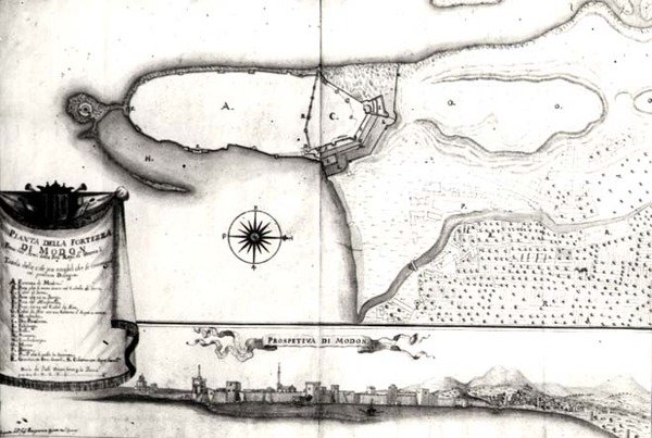 モリアのモドンの要塞の地図 作： イタリア語学校
