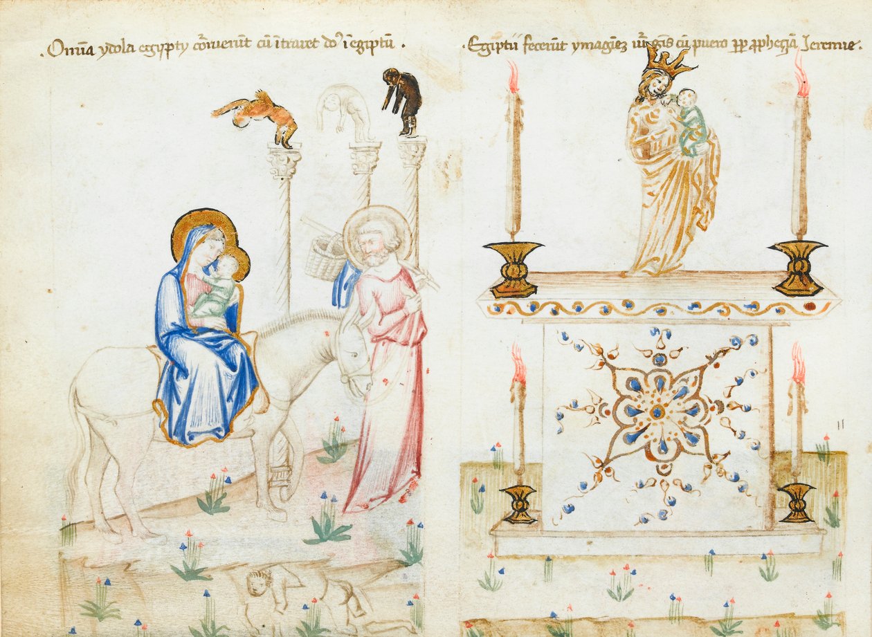 Ms 43-1950 fol.3vエジプト人への飛行、検鏡Humanae Salvationisから 作： イタリア語学校