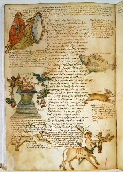 Ms Ital 483 P.4.7 f.162v 星座、Fazio degli Uberti (vellum) の「Dittamondo」より 作： イタリア語学校