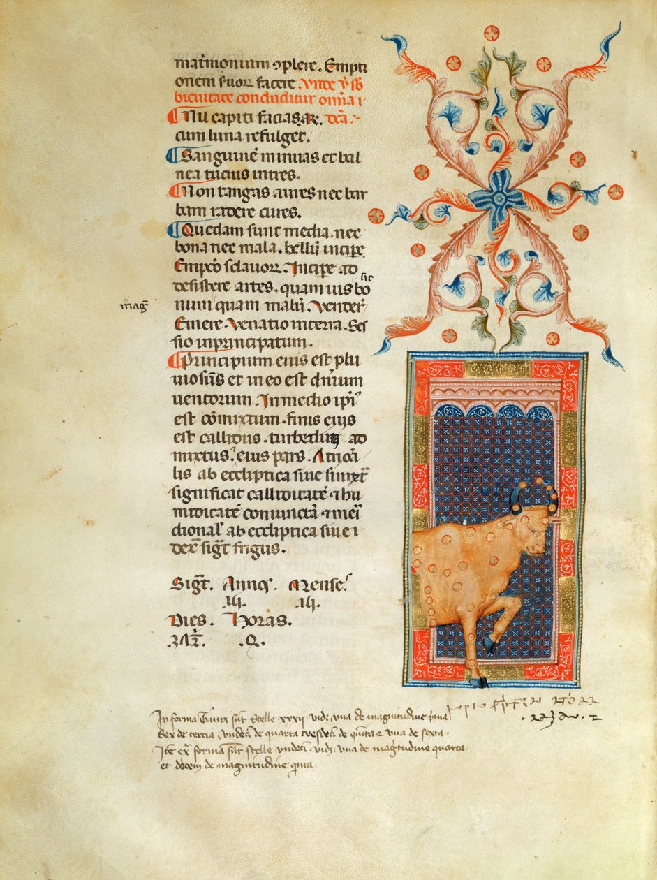 Ms Latin 7272 fol 113 4月の照明付きカレンダーページ 作： イタリア語学校