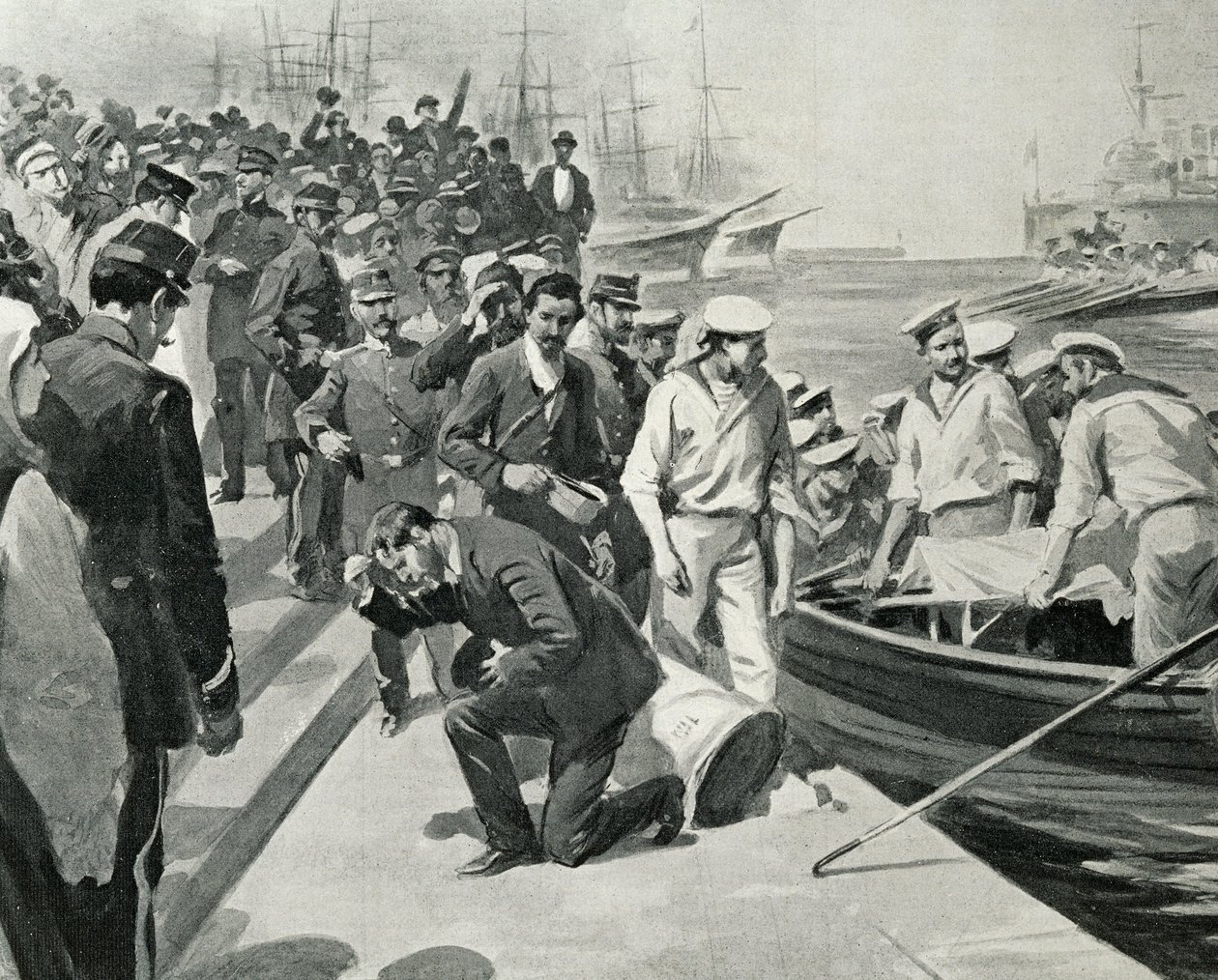 ルーマニアのコンスタンツァ港に上陸したロシア戦艦ポチョムキンの反乱（1905年7月23日付イタリア版「L