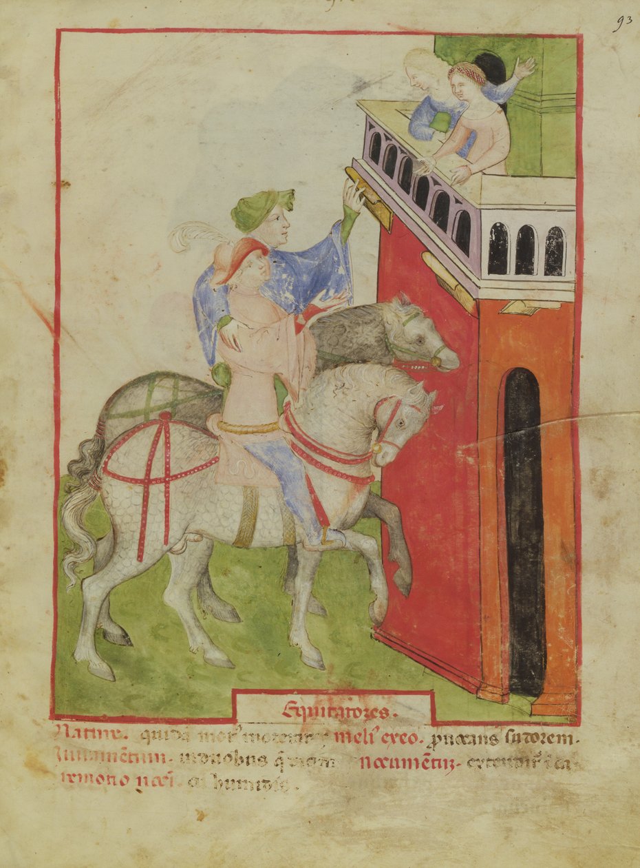 Nouy Acq Lat 1673 f.93乗馬、Tacuinum健康、c.1390-1400 作： イタリア語学校