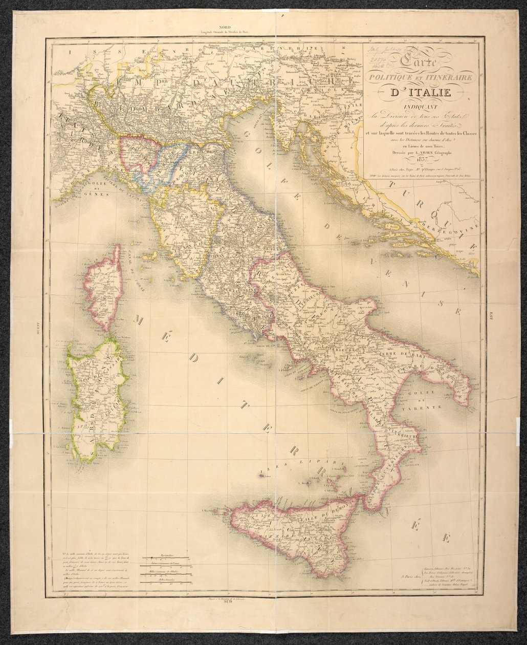 イタリアの州の区分を示す政治地図 作： イタリア語学校