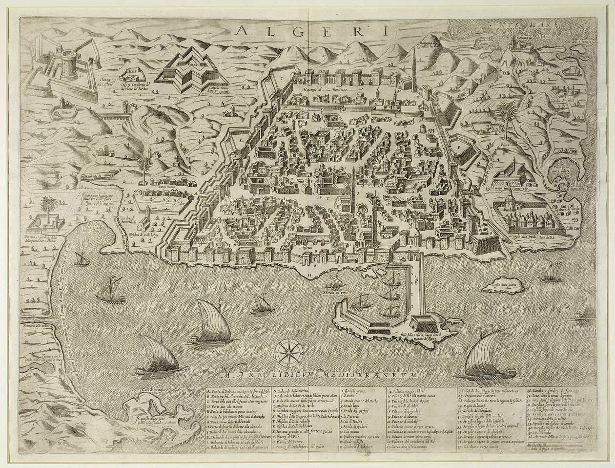 アルジェの港と町、1572年 作： イタリア語学校
