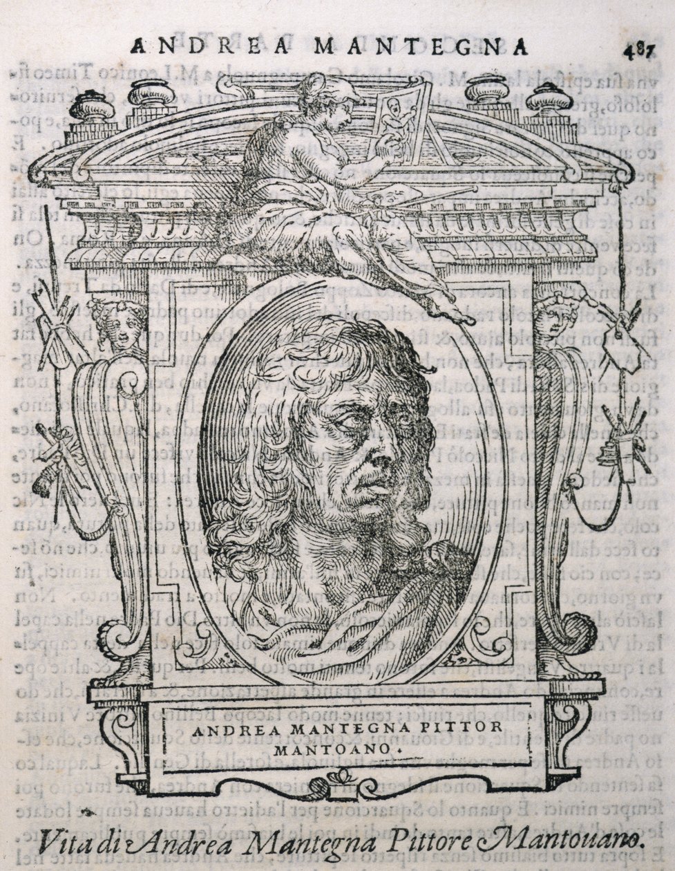 Vasaris Lives of the ArtistsのAndrea Mantegna（c.1430-1506）の肖像。 作： イタリア語学校