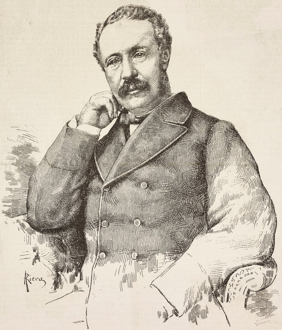 チャールズ・ジョージ・ゴードン（ゴードン・パシャとして知られる）（1833-1885）、イギリスの将軍の肖像、A・リエラの図面からのエングレーヴィング、『L