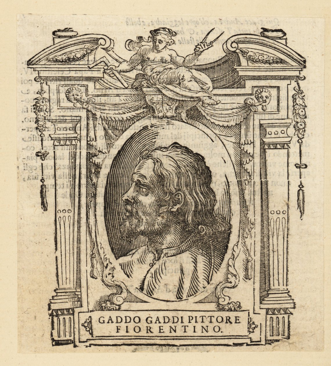 ゴシック美術様式のフィレンツェのイタリア人画家・モザイク画家、ガド・ガッディの肖像（1239年頃～1312年頃 作： イタリア語学校