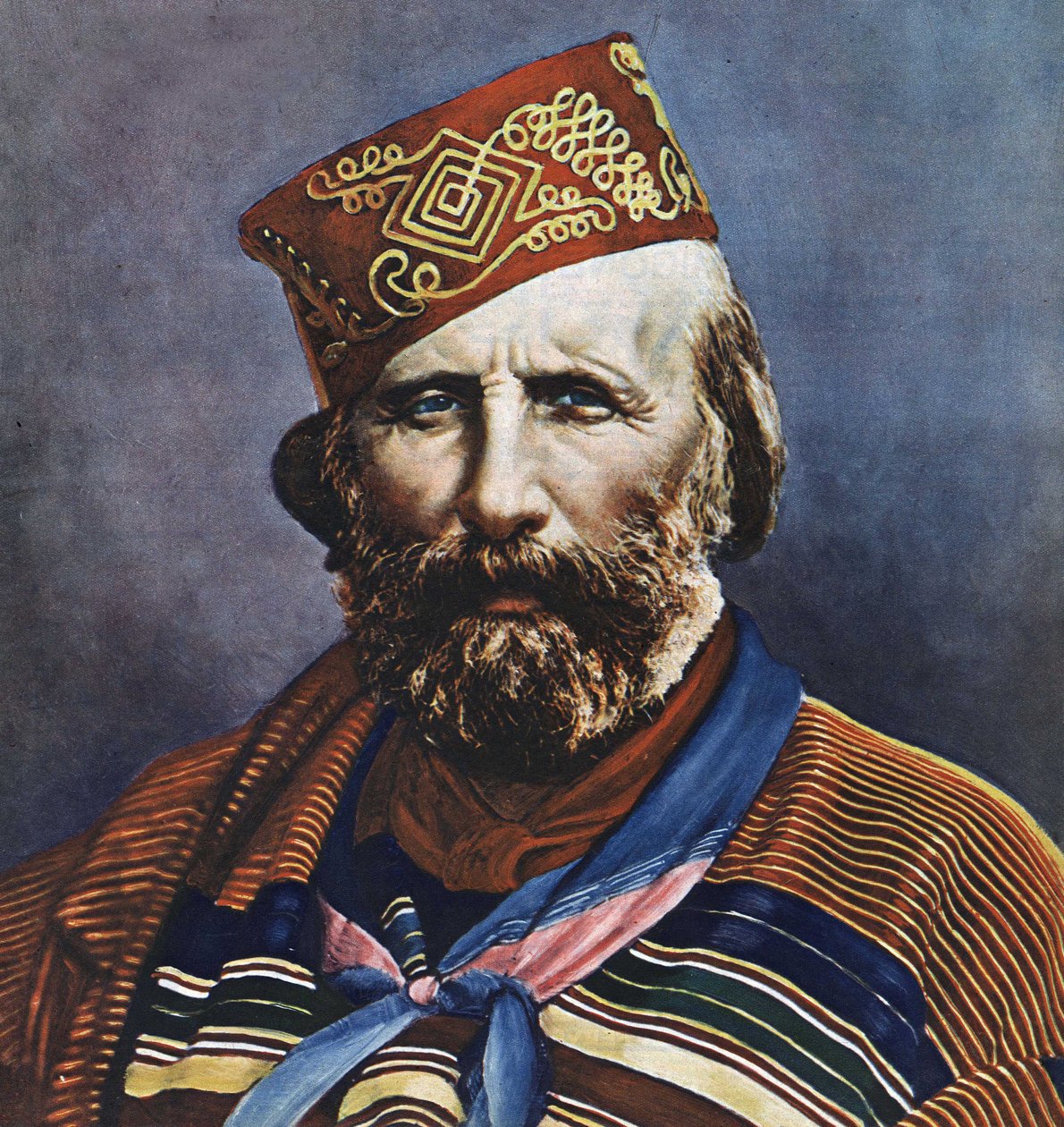 イタリアの政治家、ジュゼッペ・ガリバルディ（1807-1882）の肖像。 作： イタリア語学校