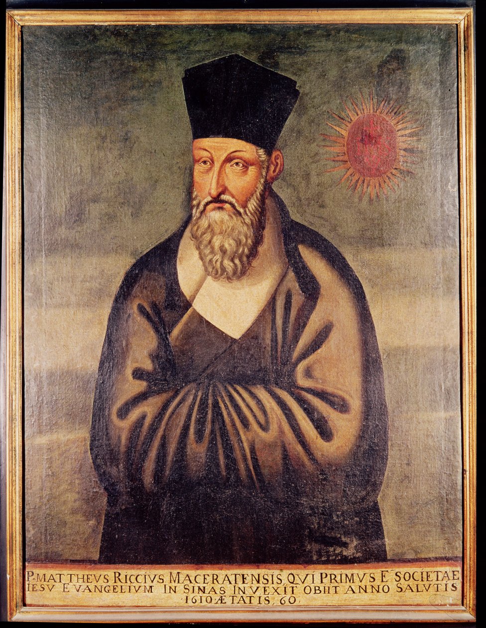 マッテオ・リッチの肖像（1552-1610）イタリアの宣教師、中国のイエズス会の使命の創設者（パネル） 作： イタリア語学校