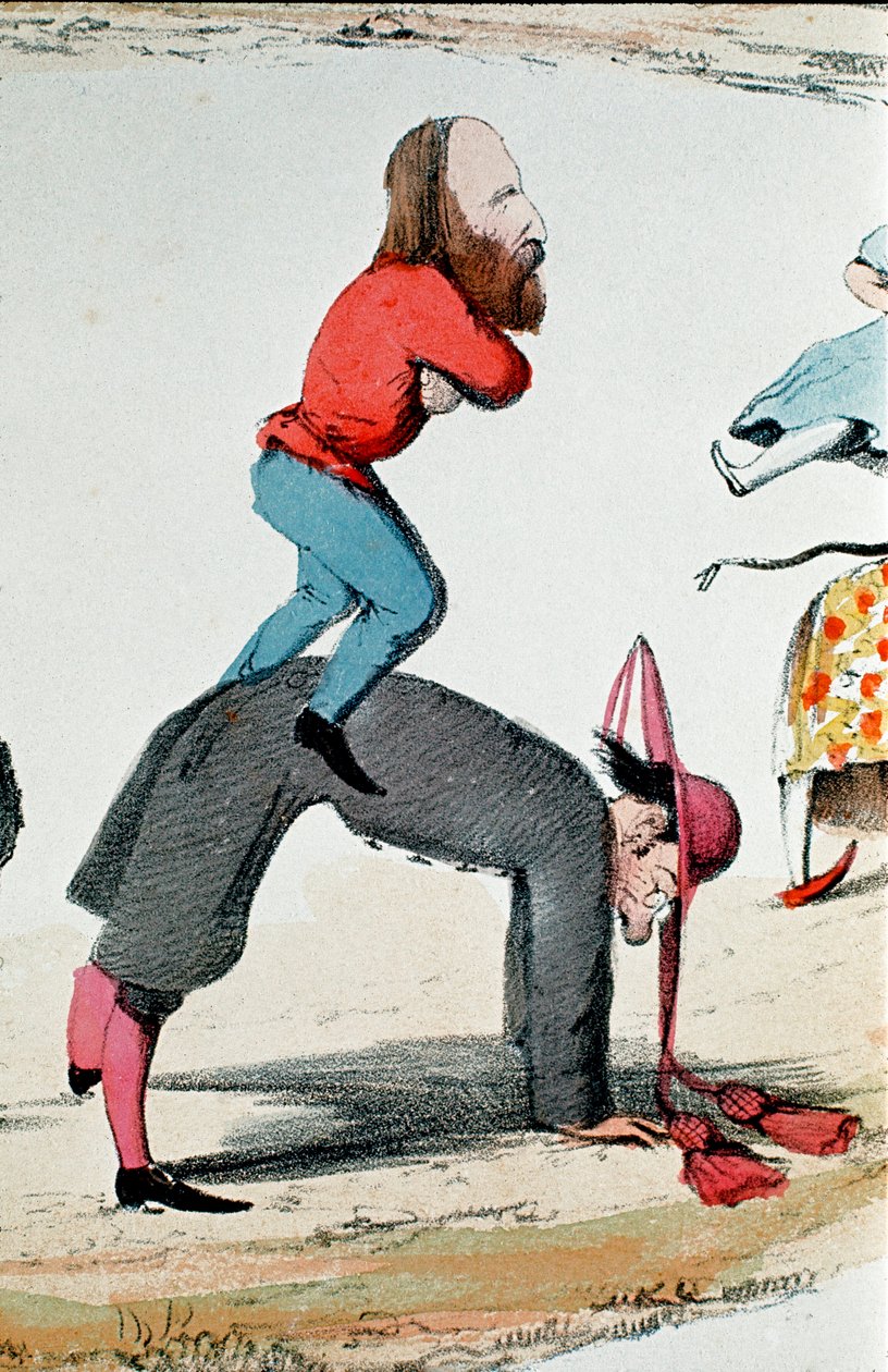 リソルジメント：リソルジメントの英雄たちを描いた風刺画 ジュゼッペ・ガリバリディ（1807-1882）は、ローマ法王の一時的な権力の拠点であり、新王国の首都であるローマの役割をめぐる政治的論争「ローマ問題」を調整している。 作： イタリア語学校